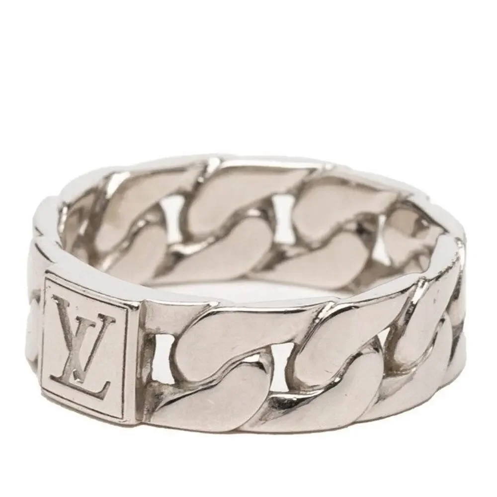 Louis Vuitton Mosaic Chain Metal Ring Silver